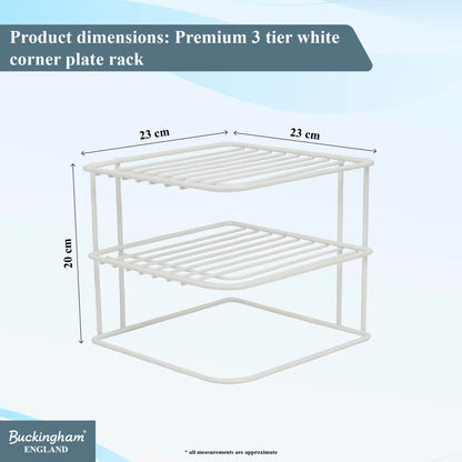 Buckingham 3 Tier Corner Plate Storage Rack 22.5 cm