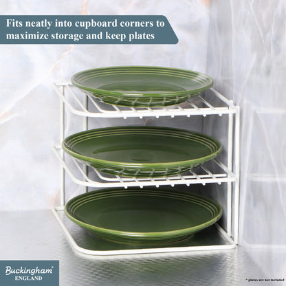 Buckingham 3 Tier Corner Plate Storage Rack 22.5 cm