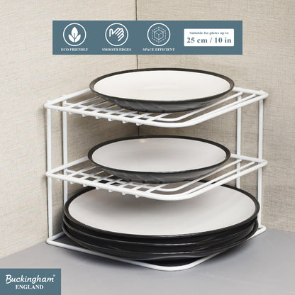 Buckingham 3 Tier Corner Plate Storage Rack 22.5 cm