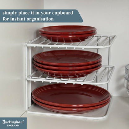 Buckingham 3 Tier Corner Plate Storage Rack 22.5 cm