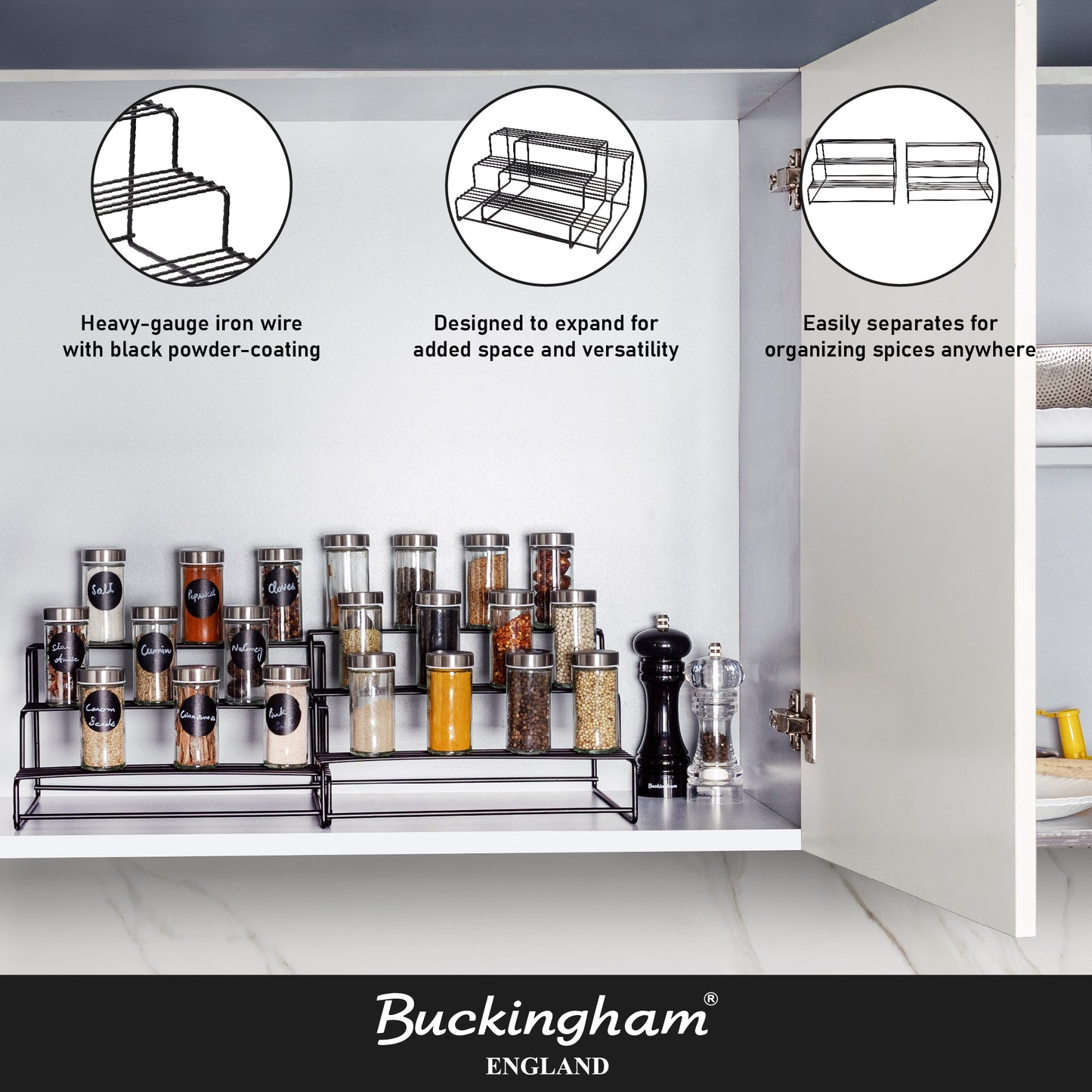 Buckingham 3 Tier Expandable Cupboard Organizer