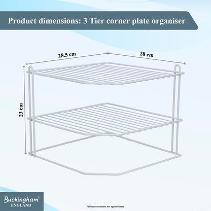 Buckingham 3 Tier Corner Kitchen Plate Rack 28 cm