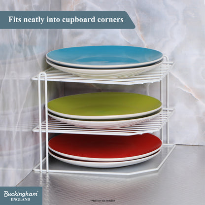 Buckingham 3 Tier Corner Kitchen Plate Rack 28 cm