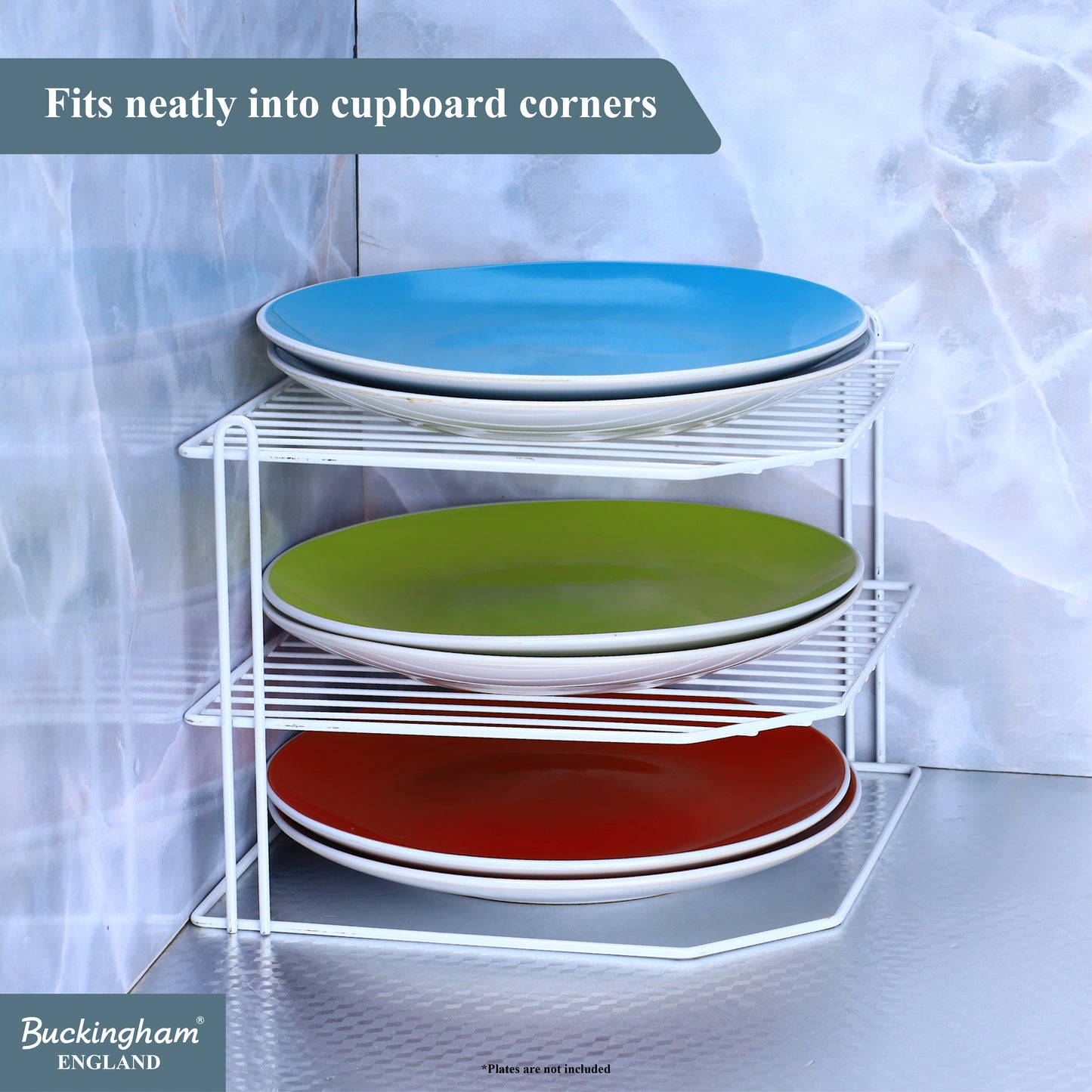 Buckingham 3 Tier Corner Kitchen Plate Rack 28 cm