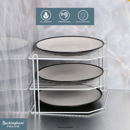 Buckingham 3 Tier Corner Kitchen Plate Rack 28 cm