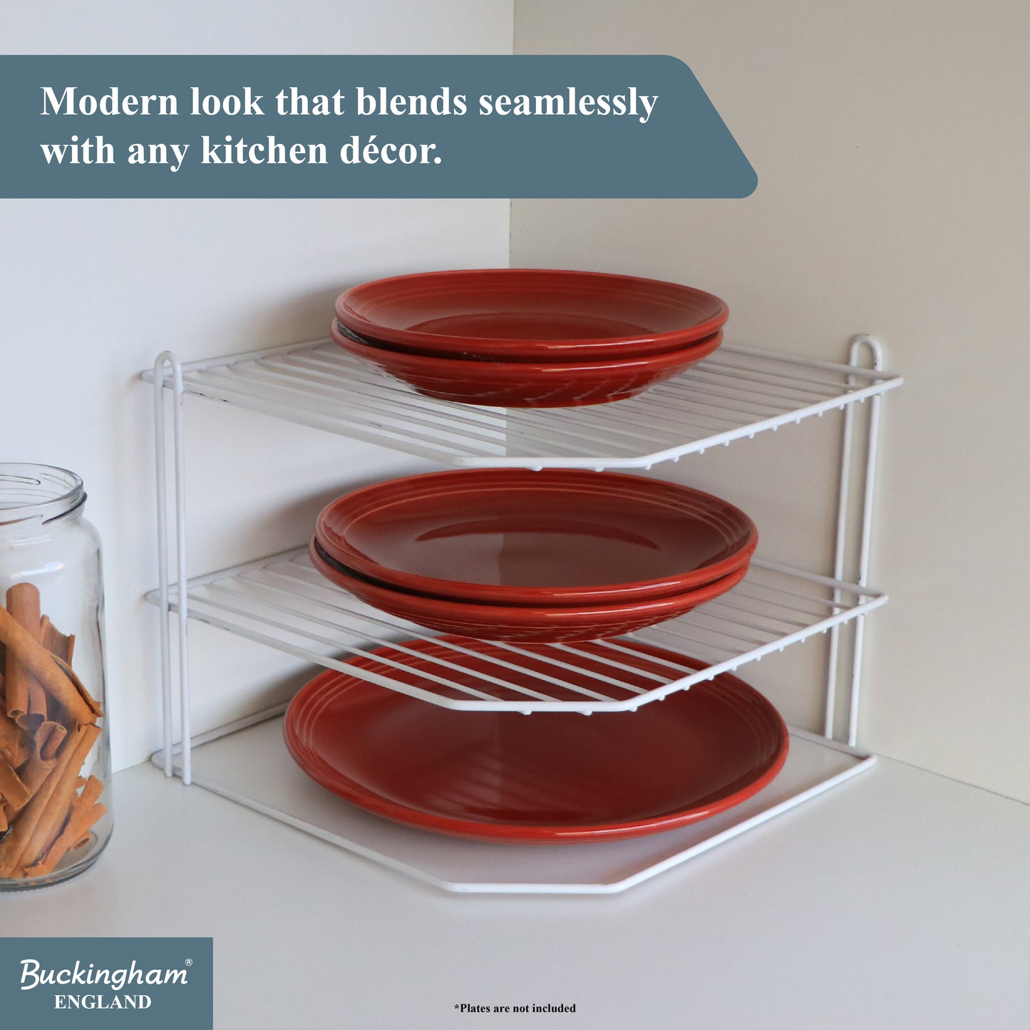 Buckingham 3 Tier Corner Kitchen Plate Rack 28 cm