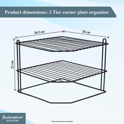 Buckingham 3 Tier Corner Kitchen Plate Rack 28 cm