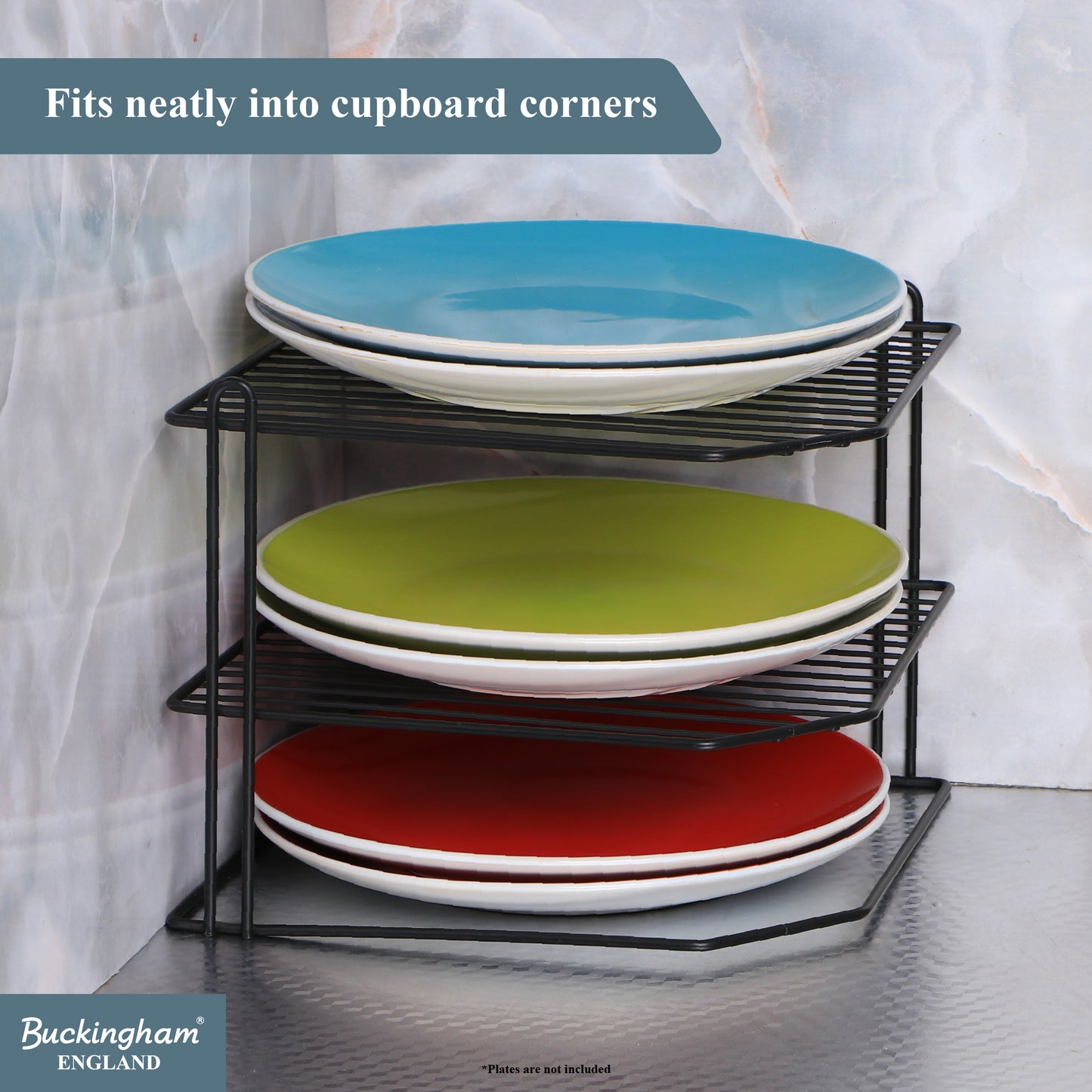 Buckingham 3 Tier Corner Kitchen Plate Rack 28 cm