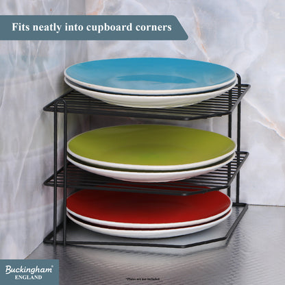 Buckingham 3 Tier Corner Kitchen Plate Rack 28 cm