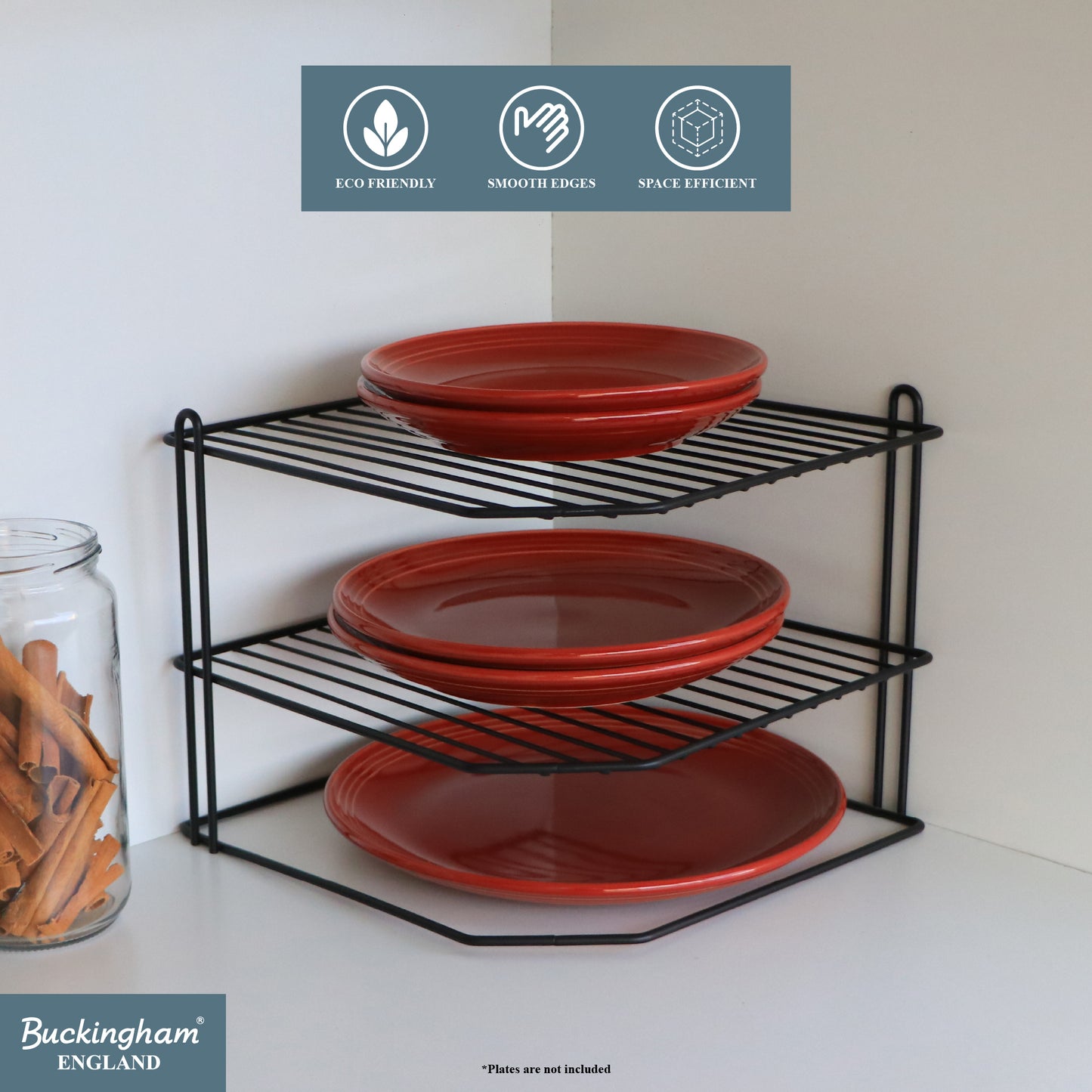 Buckingham 3 Tier Corner Kitchen Plate Rack 28 cm