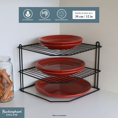 Buckingham 3 Tier Corner Kitchen Plate Rack 28 cm