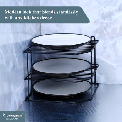 Buckingham 3 Tier Corner Kitchen Plate Rack 28 cm