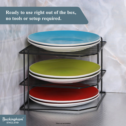 Buckingham 3 Tier Corner Kitchen Plate Rack 28 cm