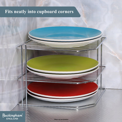 Buckingham 3 Tier Corner Kitchen Plate Rack 28 cm