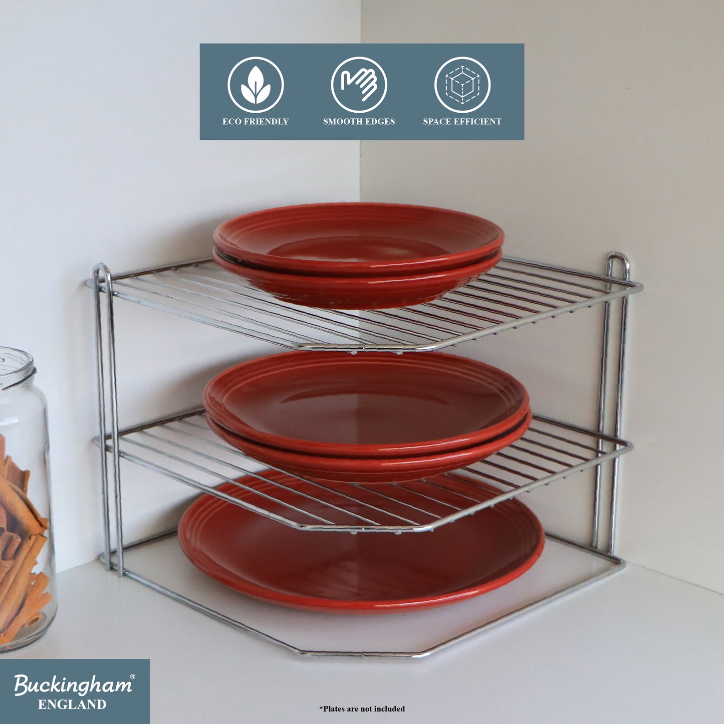 Buckingham 3 Tier Corner Kitchen Plate Rack 28 cm