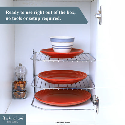 Buckingham 3 Tier Corner Kitchen Plate Rack 28 cm