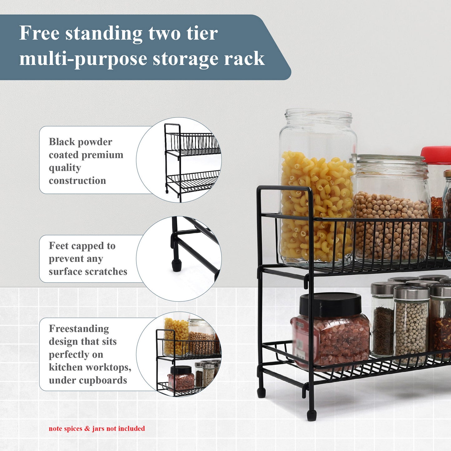 Buckingham Free Standing Two-Tier Spice Rack Multi Purpose Jar