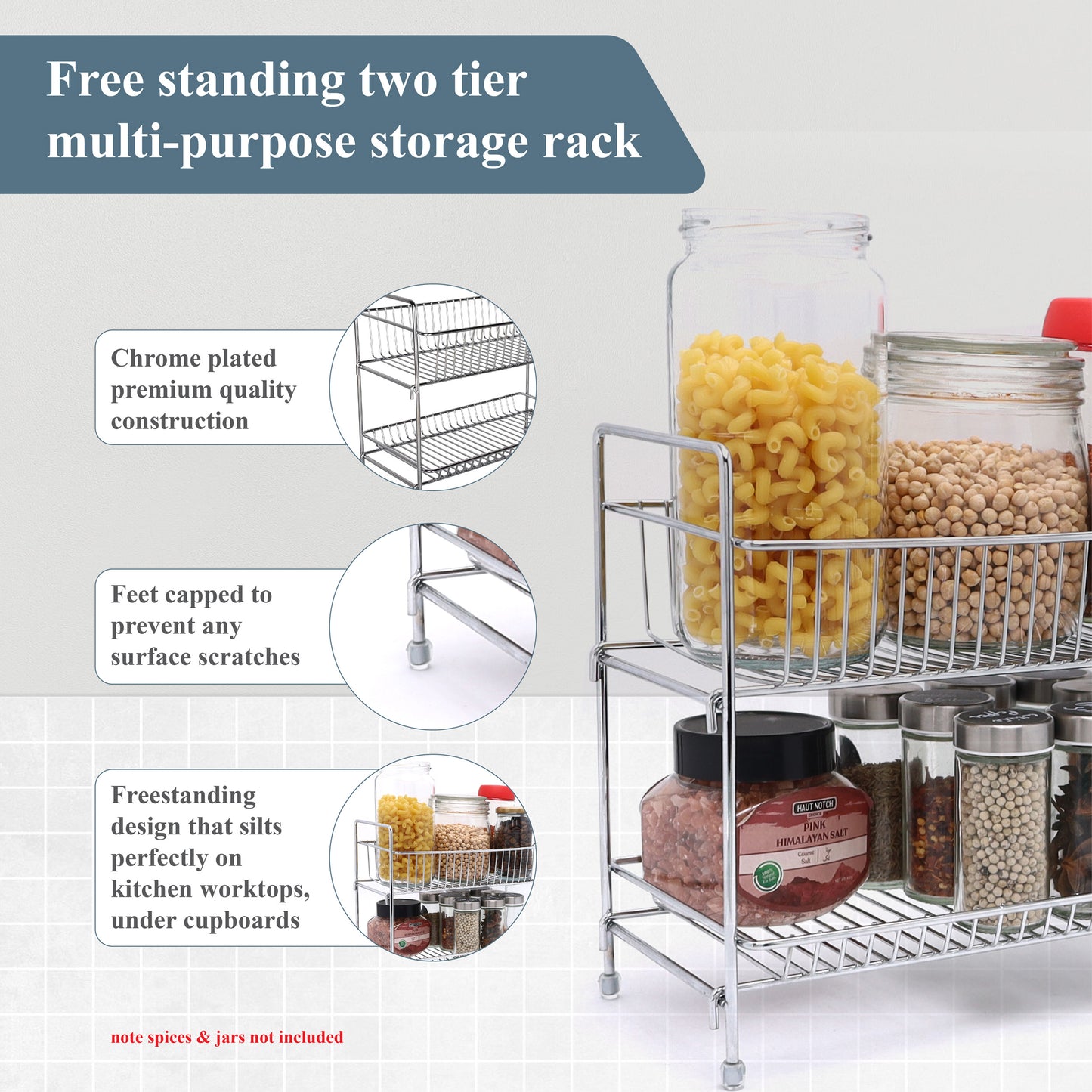 Buckingham 2 Tier Multi Purpose Storage Rack Chrome Plated