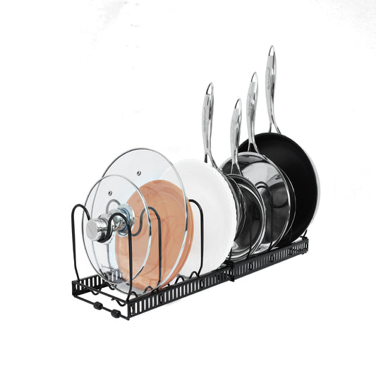 Buckingham Pot Lid Organizer Rack Adjustable 8-Divider Storage Black Metal