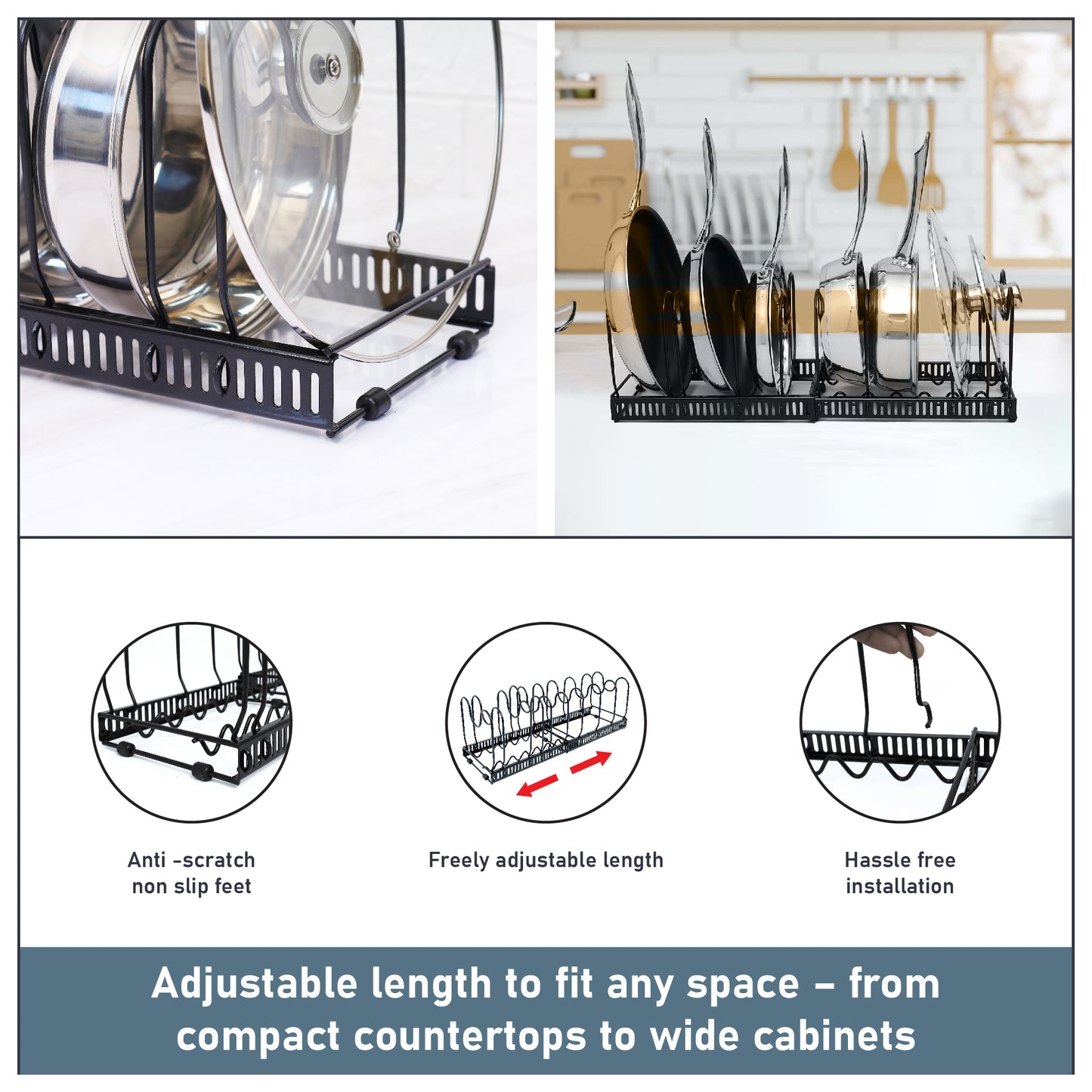 Buckingham Expandable Kitchen Organizer Rack 10 Adjustable Dividers