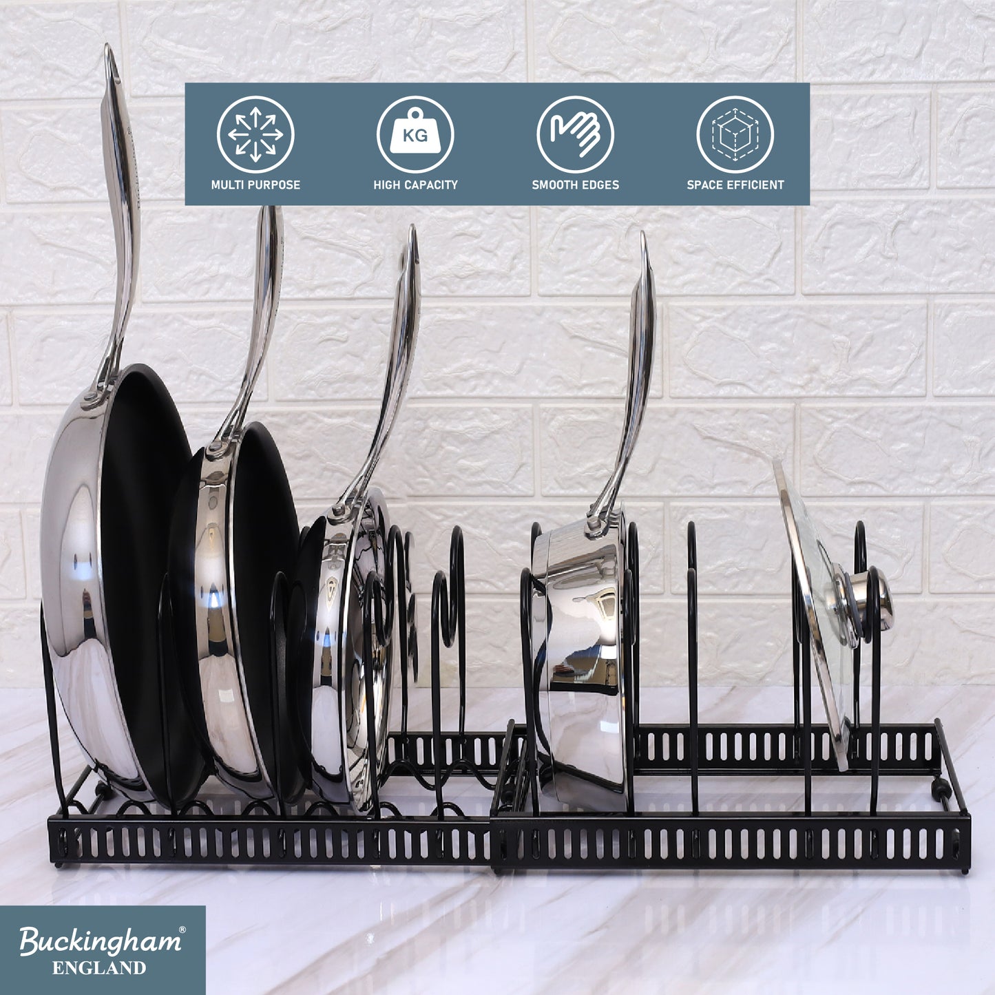 Buckingham Expandable Kitchen Organizer Rack 10 Adjustable Dividers