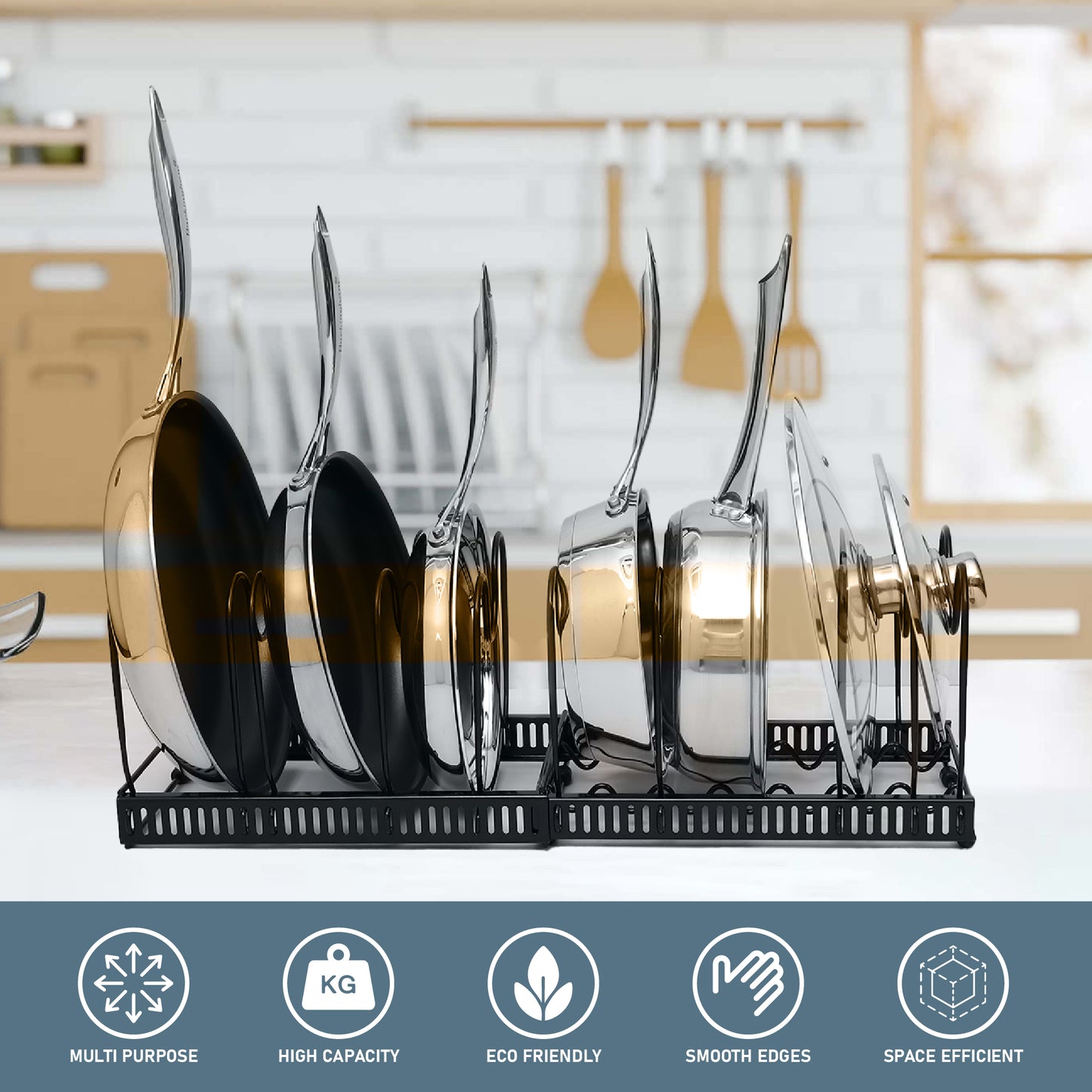 Buckingham Expandable Kitchen Organizer Rack 10 Adjustable Dividers