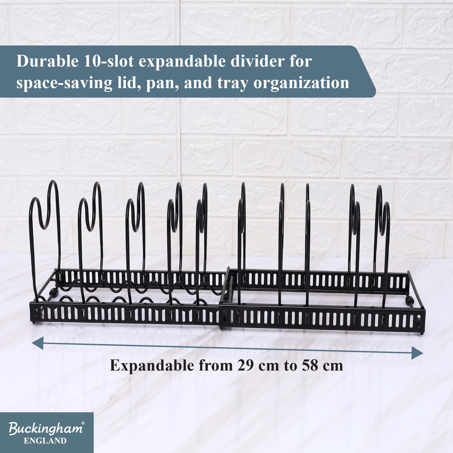 Buckingham Expandable Kitchen Organizer Rack 10 Adjustable Dividers
