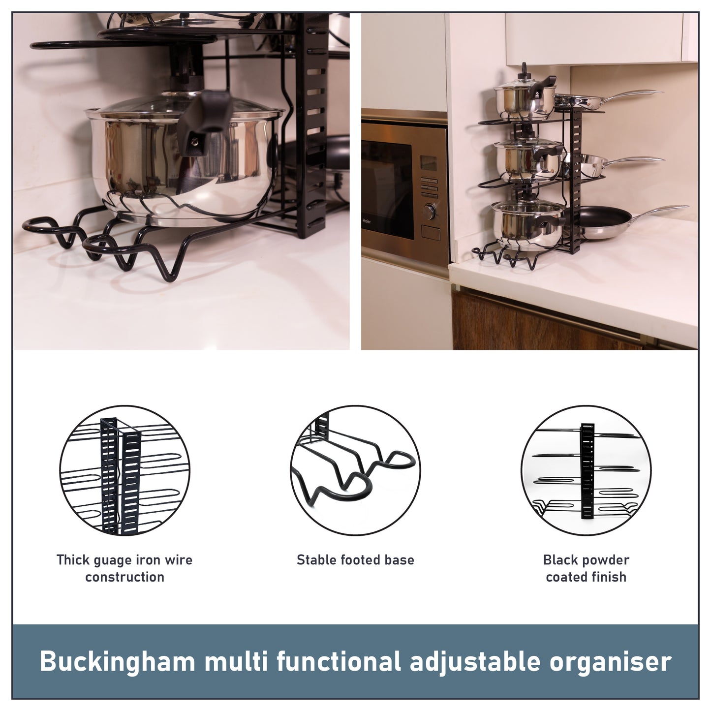 Buckingham Adjustable Kitchen Organizer Rack 8 Dividers