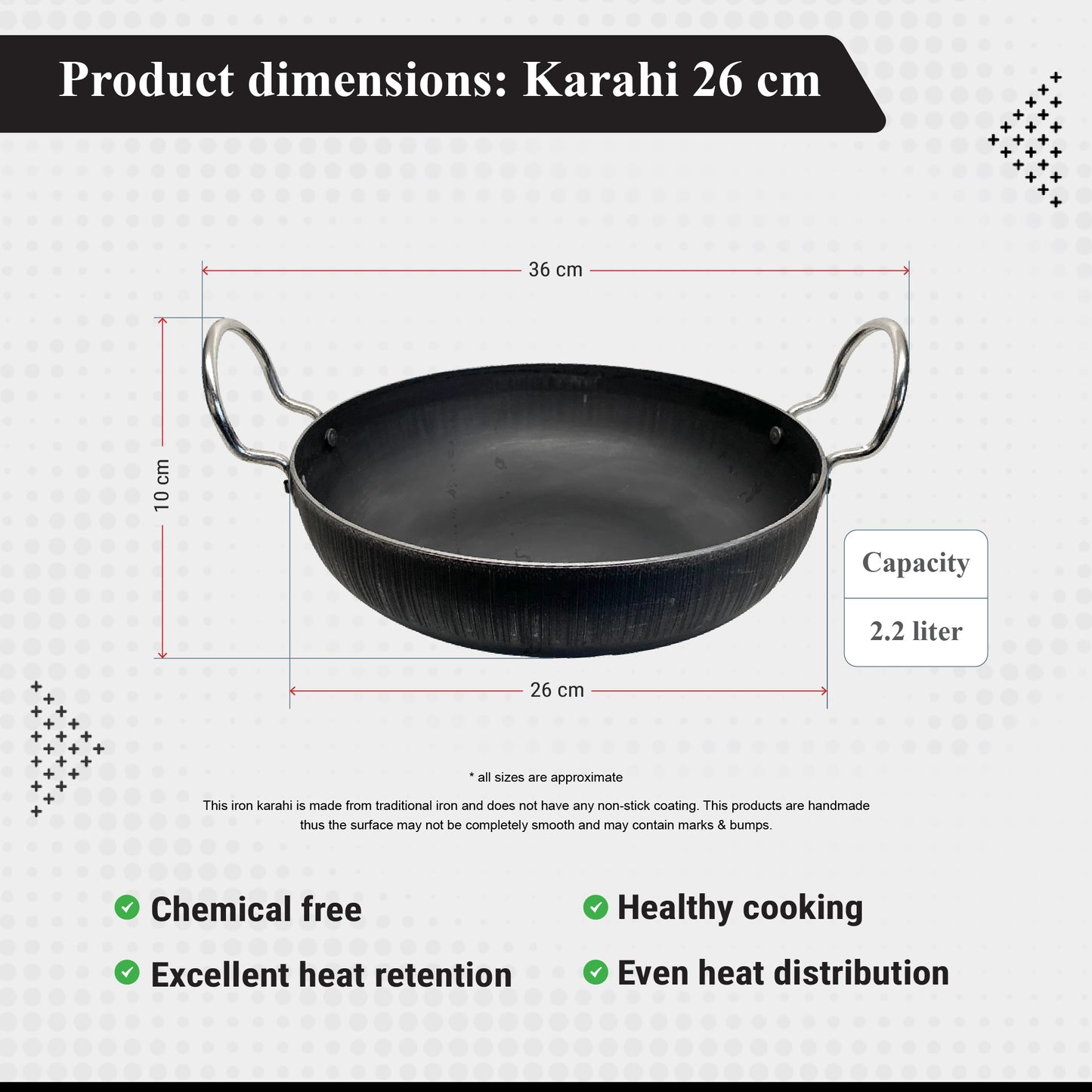 Buckingham Fry and Wok Pan Iron Traditional Karahi Dish