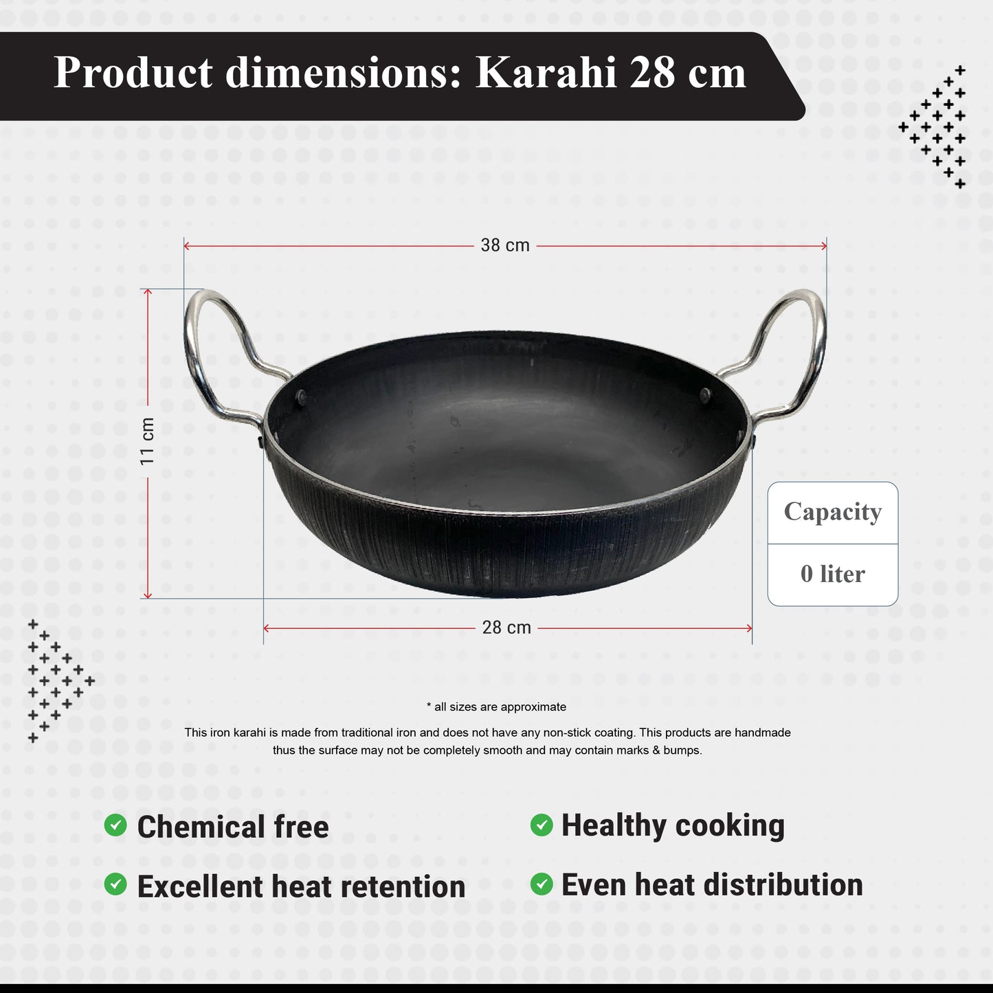 Buckingham Fry and Wok Pan Iron Traditional Karahi Dish