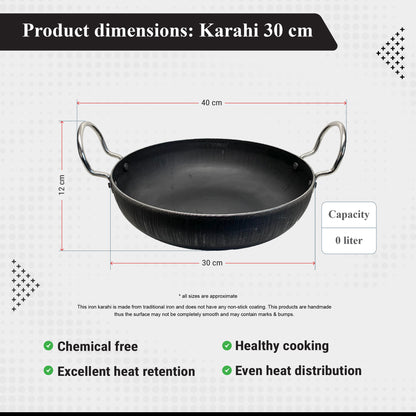 Buckingham Fry and Wok Pan Iron Traditional Karahi Dish