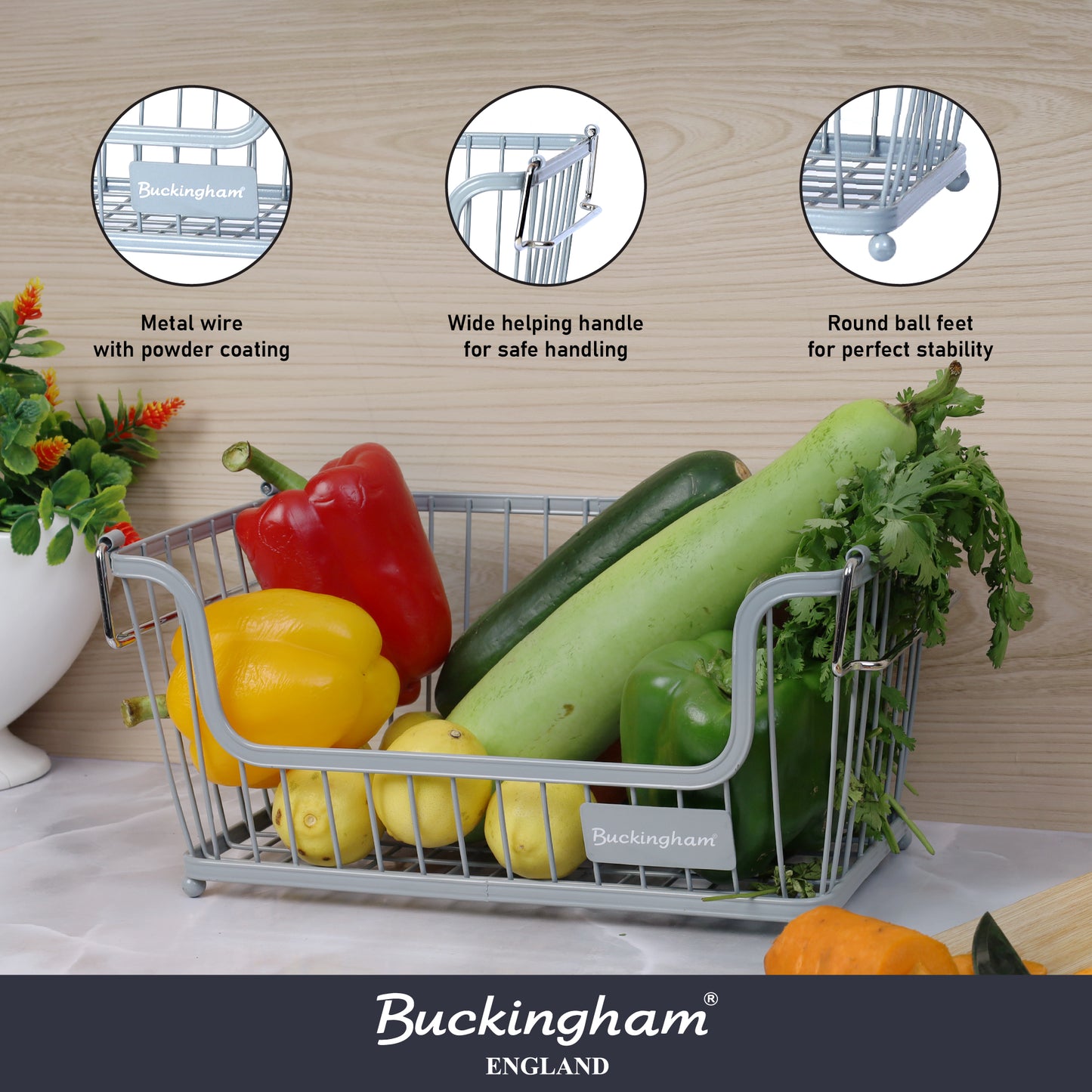 Buckingham Multi-Purpose Stackable Storage Organizing Basket Small