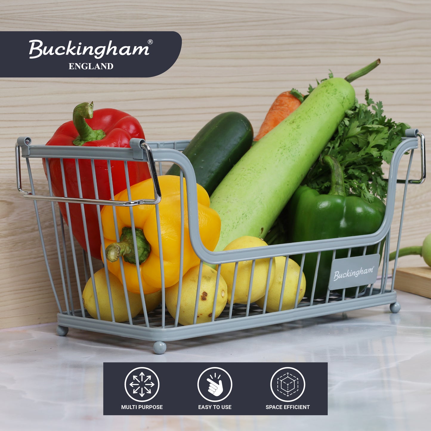 Buckingham Multi-Purpose Stackable Storage Organizing Basket Small