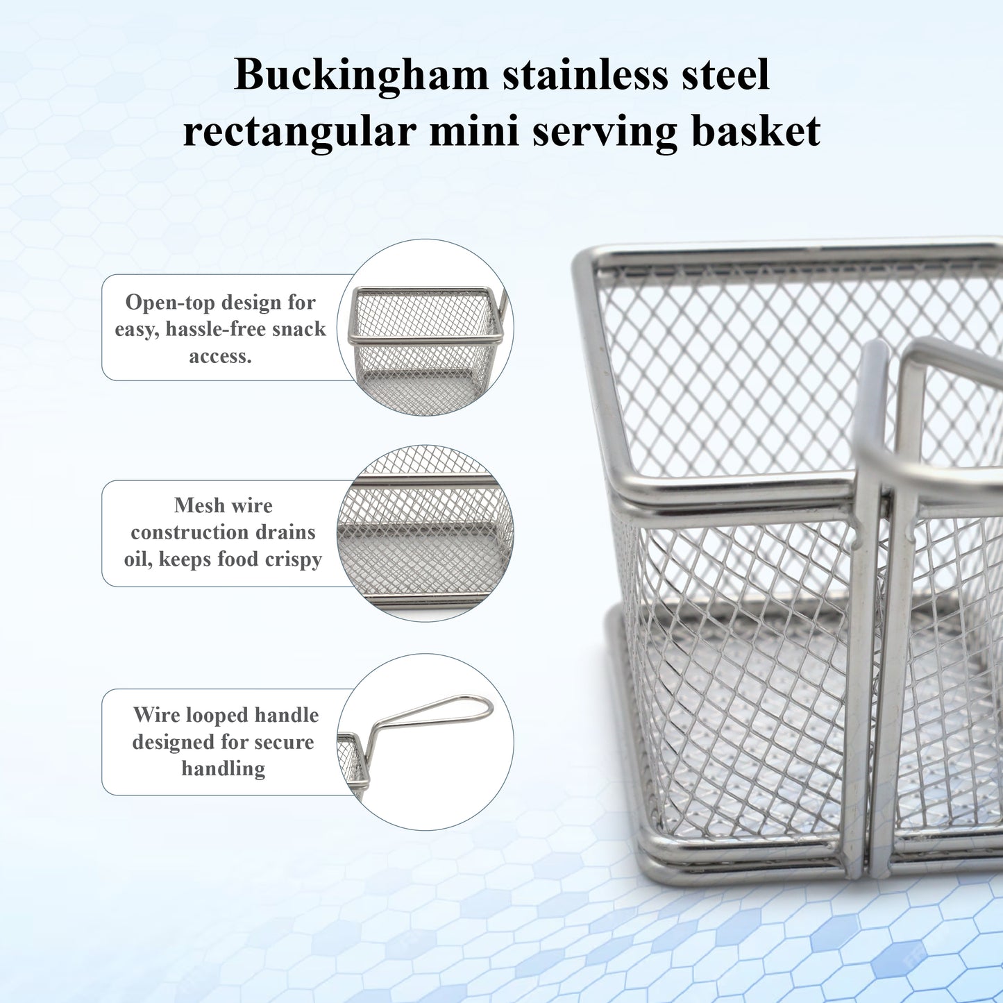 Buckingham Stainless Steel rectangular mini basket for frying