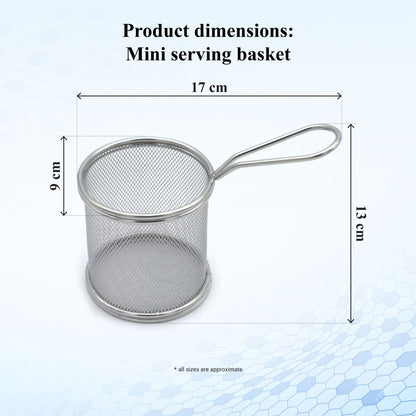 Buckingham Stainless Steel Round Mini Basket with Sturdy Handle