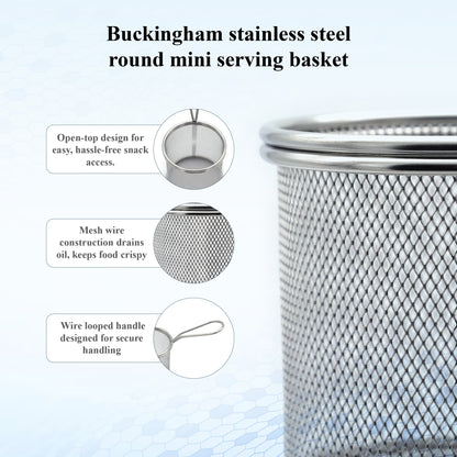 Buckingham Stainless Steel Round Mini Basket with Sturdy Handle
