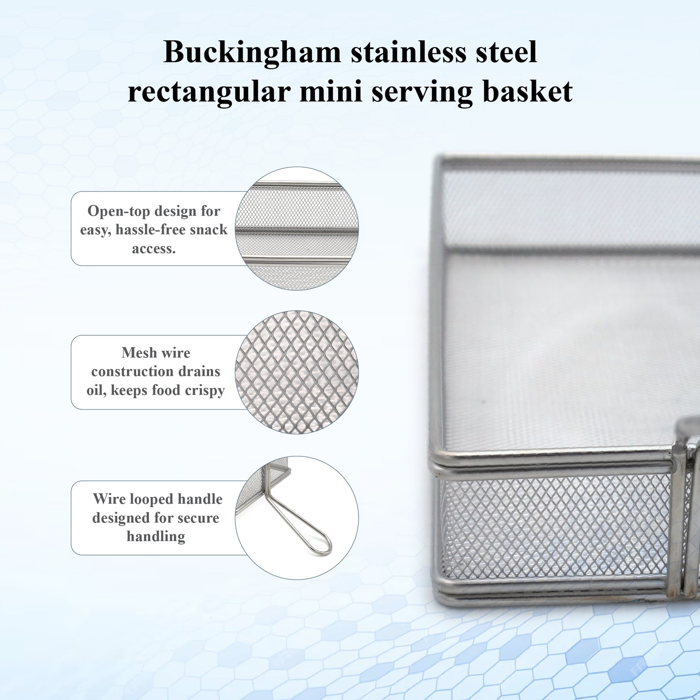 Buckingham Fine Mesh Rectangular Fry Basket