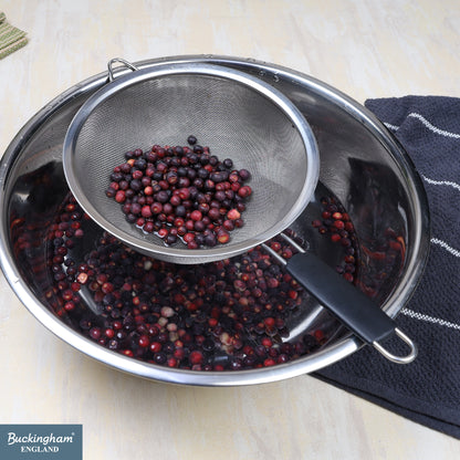 Buckingham Stainless Steel Fine Mesh Strainer with Black Handle