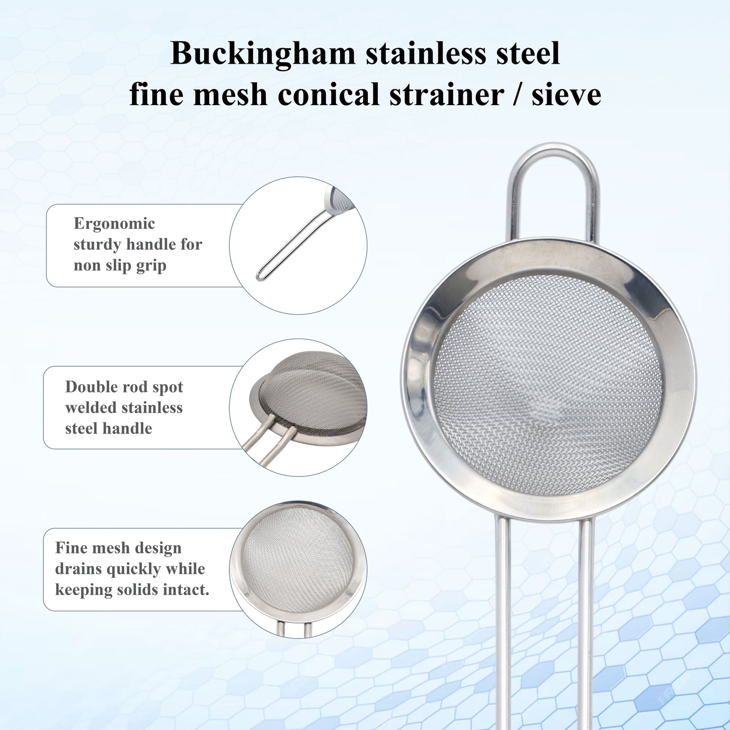 Buckingham Stainless Steel  Conical Fine Mesh Strainer