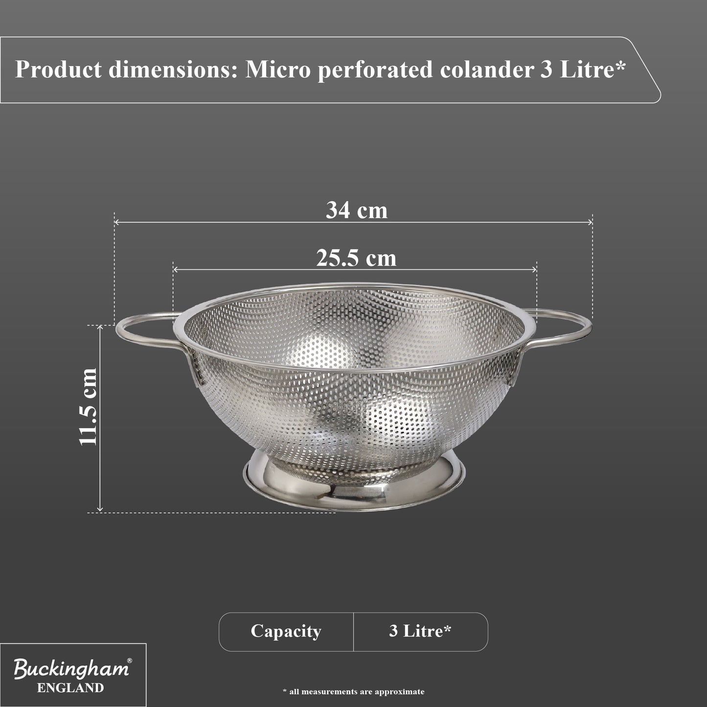 Buckingham Stainless Steel Deep Footed Colander