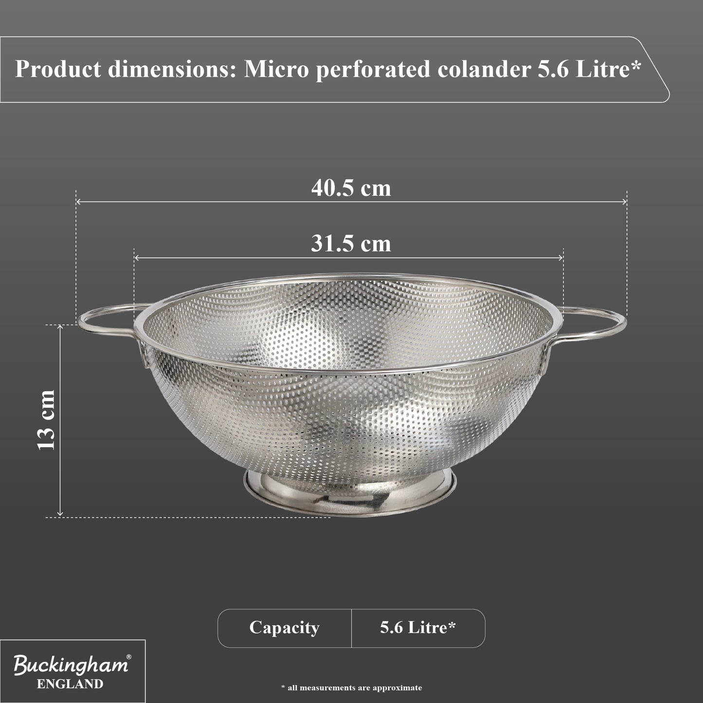 Buckingham Stainless Steel Deep Footed Colander
