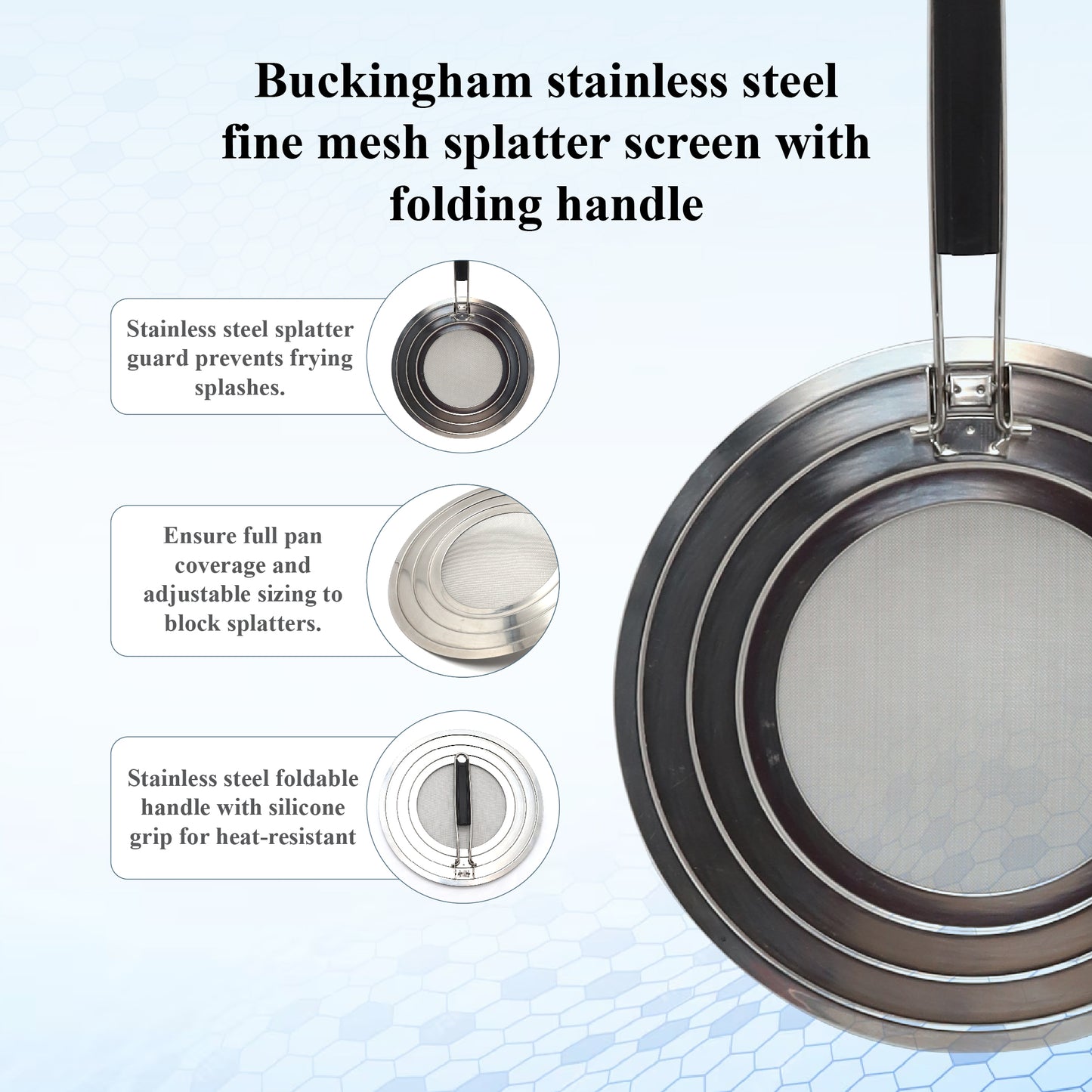Buckingham Fine Mesh Splatter Screen with Folding Handle