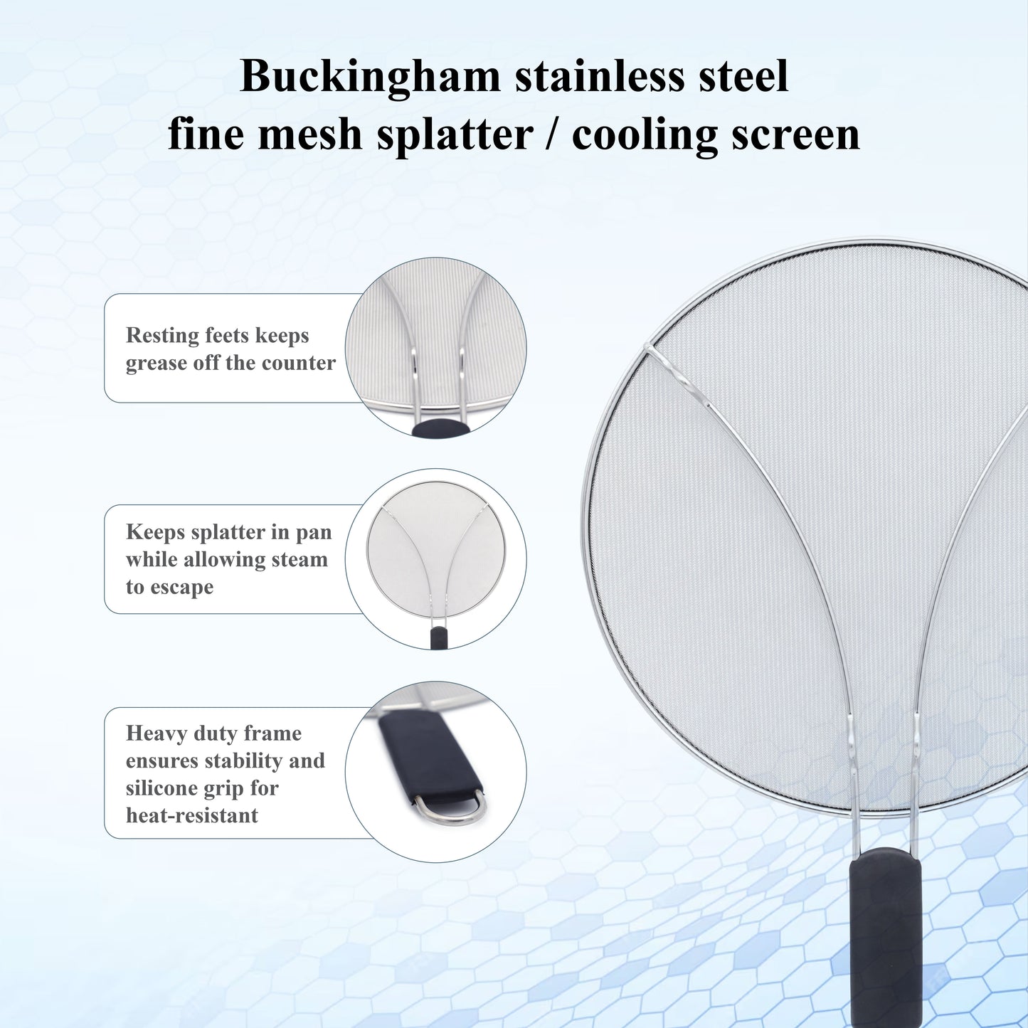 Buckingham Stainless Steel  Fine Mesh Splatter Screen