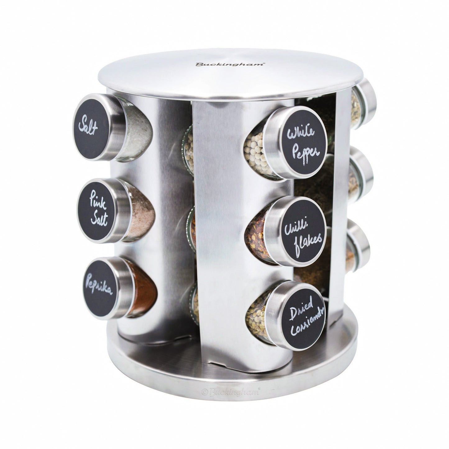 Buckingham Stainless Steel Rotating Spice Rack (12 Jars)