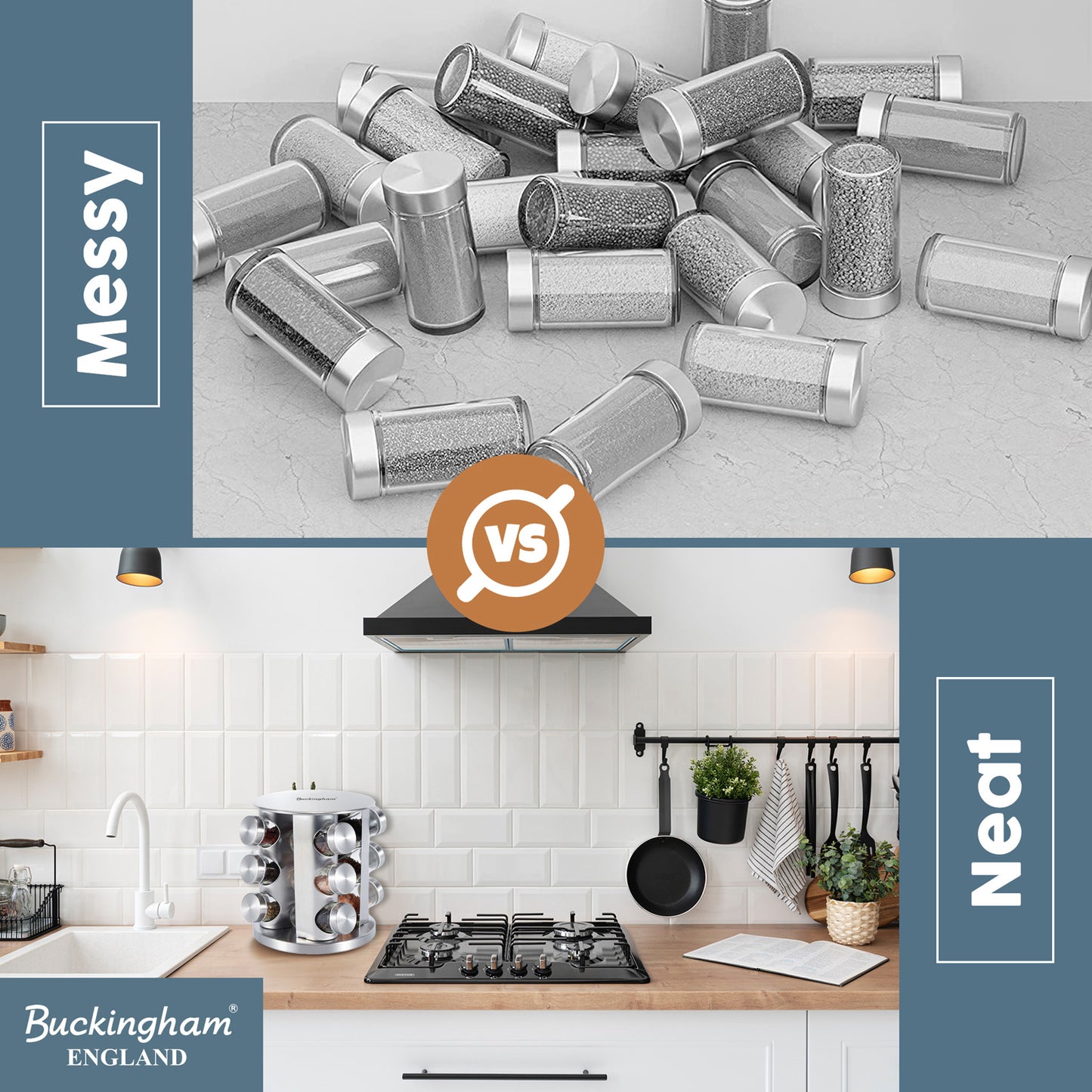 Buckingham Stainless Steel Rotating Spice Rack (12 Jars)