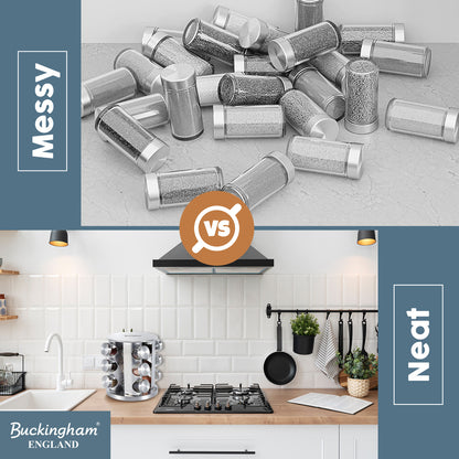 Buckingham Stainless Steel Rotating Spice Rack (12 Jars)