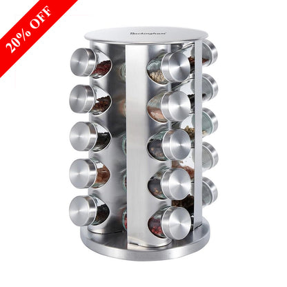 Buckingham Stainless Steel Rotating Spice Rack (20 Jars)