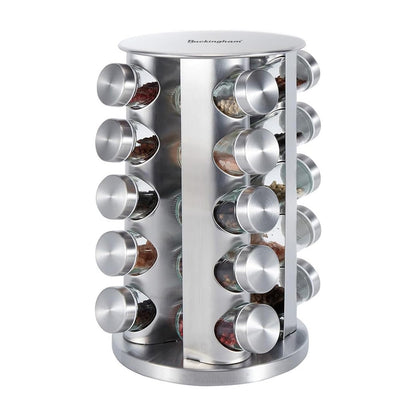 Buckingham Stainless Steel Rotating Spice Rack (20 Jars)