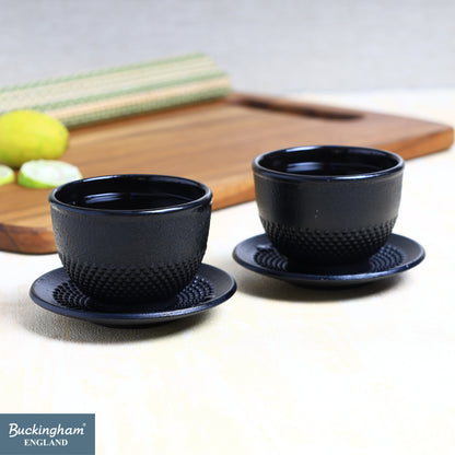 Buckingham Cast Iron Japanese Hobnail Tea Cups Set of 4 Piece