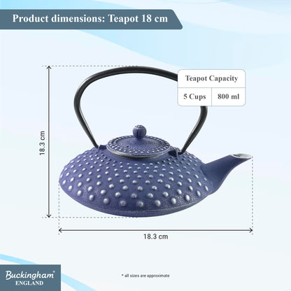 Buckingham Cast Iron Japanese Tea Pot with Traditional Pimple Design 800 ml